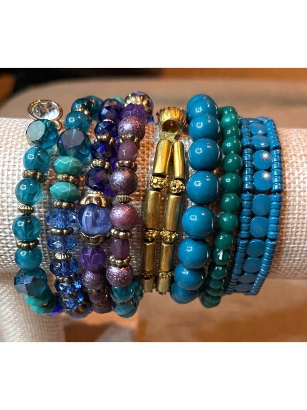 Vintage Y2K Bohemian Stackable Stretch Bracelet Set Eclectic Mix